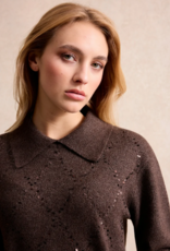 Leo&Ugo Pullover Polo Pailletten Brown