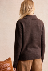Leo&Ugo Pullover Polo Pailletten Brown