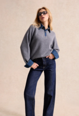 Leo&Ugo Grijze Pullover Casandre Met Jeans Kraag