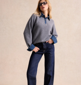 Leo&Ugo Grijze Pullover Casandre Met Jeans Kraag