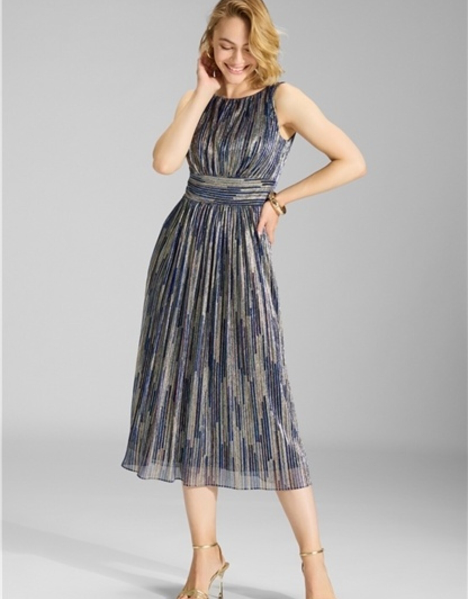 Swing Jurk Cocktail Pleated Navy/Multi