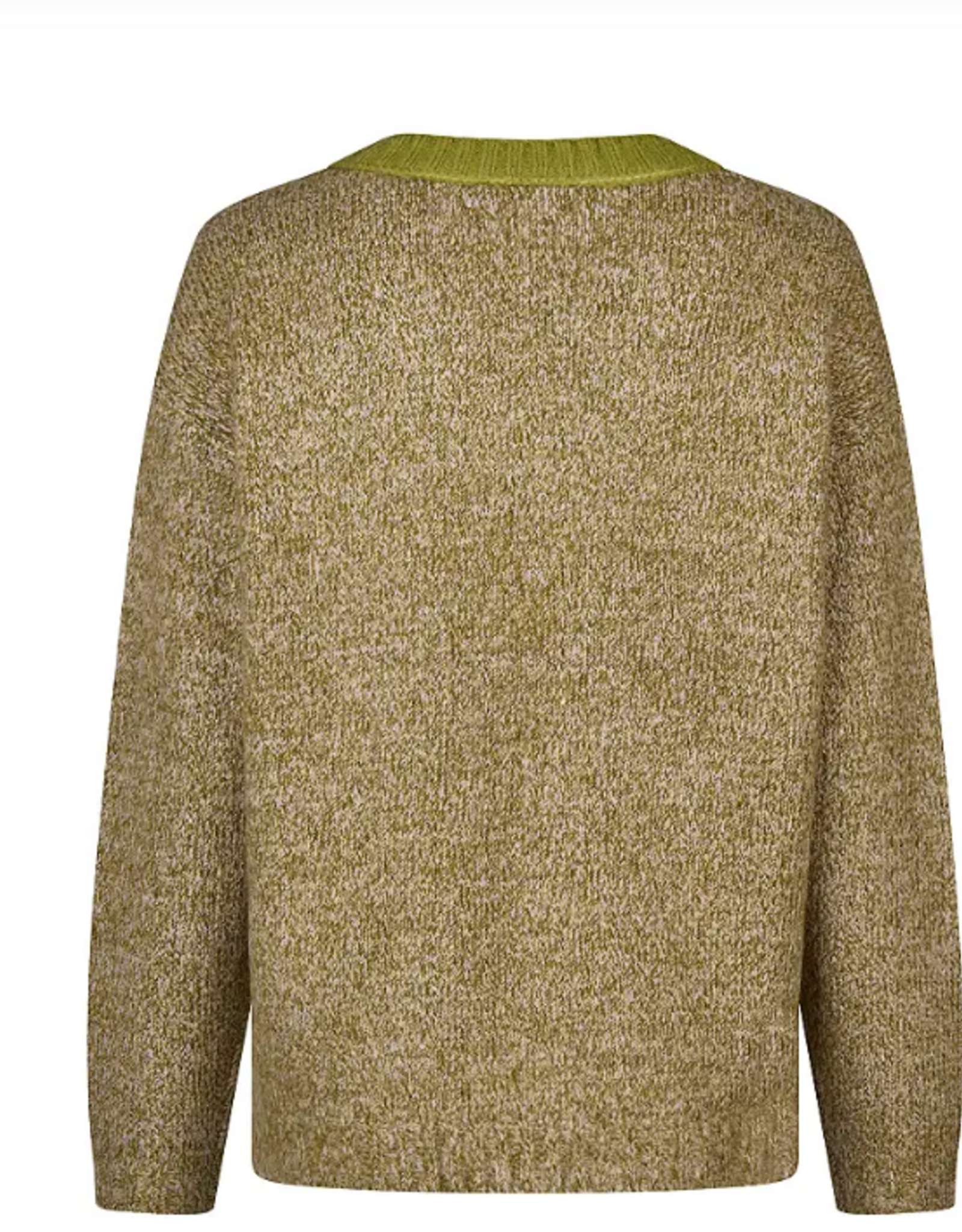 Marc Aurel Pullover V-Hals Patchwork Groen Sand