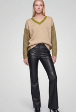 Marc Aurel Pullover V-Hals Patchwork Groen Sand