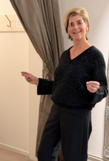 Marc Aurel Pullover V-Hals Glitter Zwart