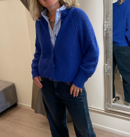Anna Blue Vest Brook Ballon Mouw Cobalt