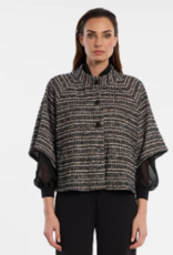 Ana Alcazar Tweed Zwart Gemeleerd Jasje Driekwart mouw