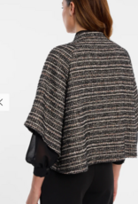 Ana Alcazar Tweed Zwart Gemeleerd Jasje Driekwart mouw