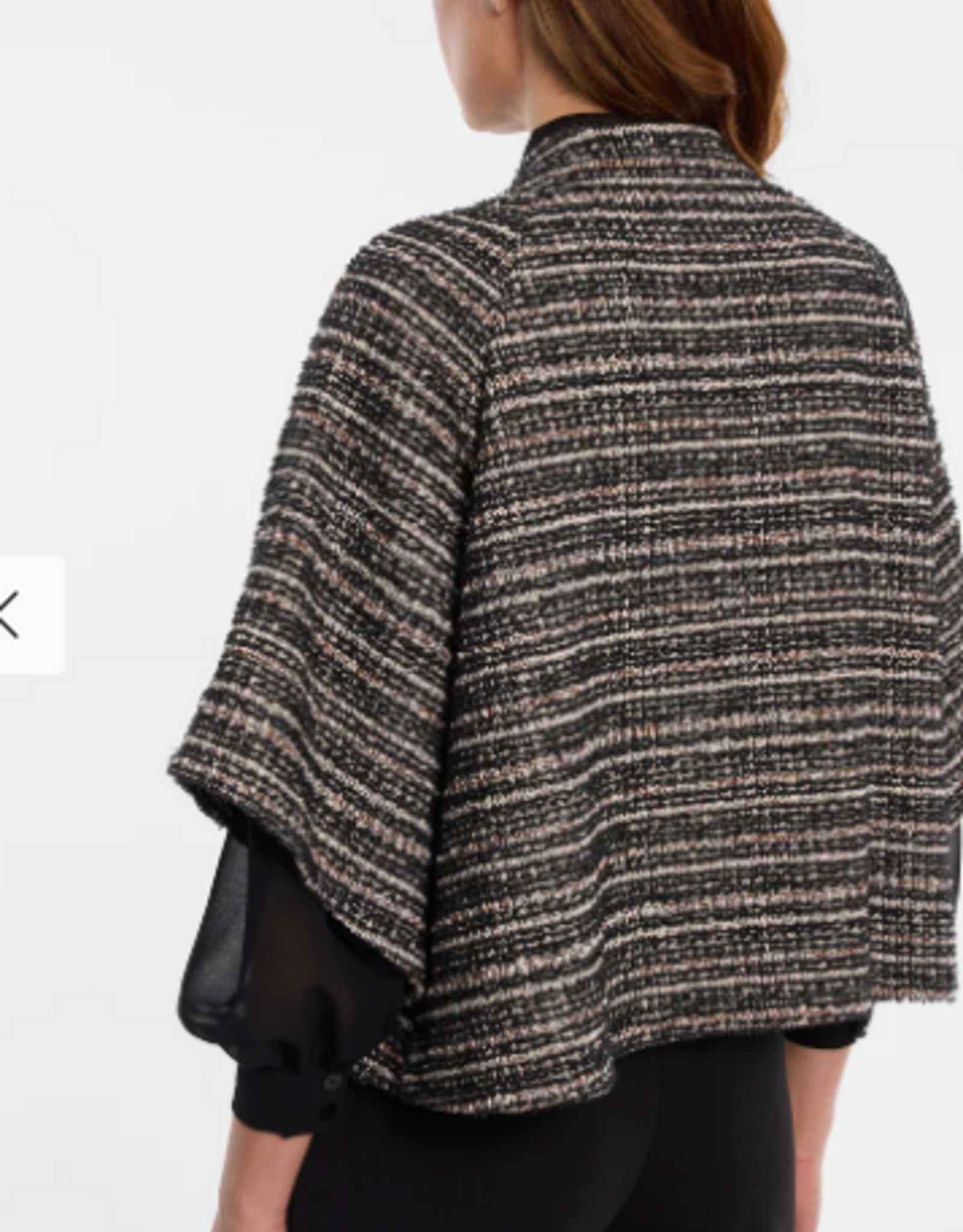 Ana Alcazar Tweed Zwart Gemeleerd Jasje Driekwart mouw