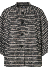 Ana Alcazar Tweed Zwart Gemeleerd Jasje Driekwart mouw
