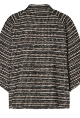 Ana Alcazar Tweed Zwart Gemeleerd Jasje Driekwart mouw