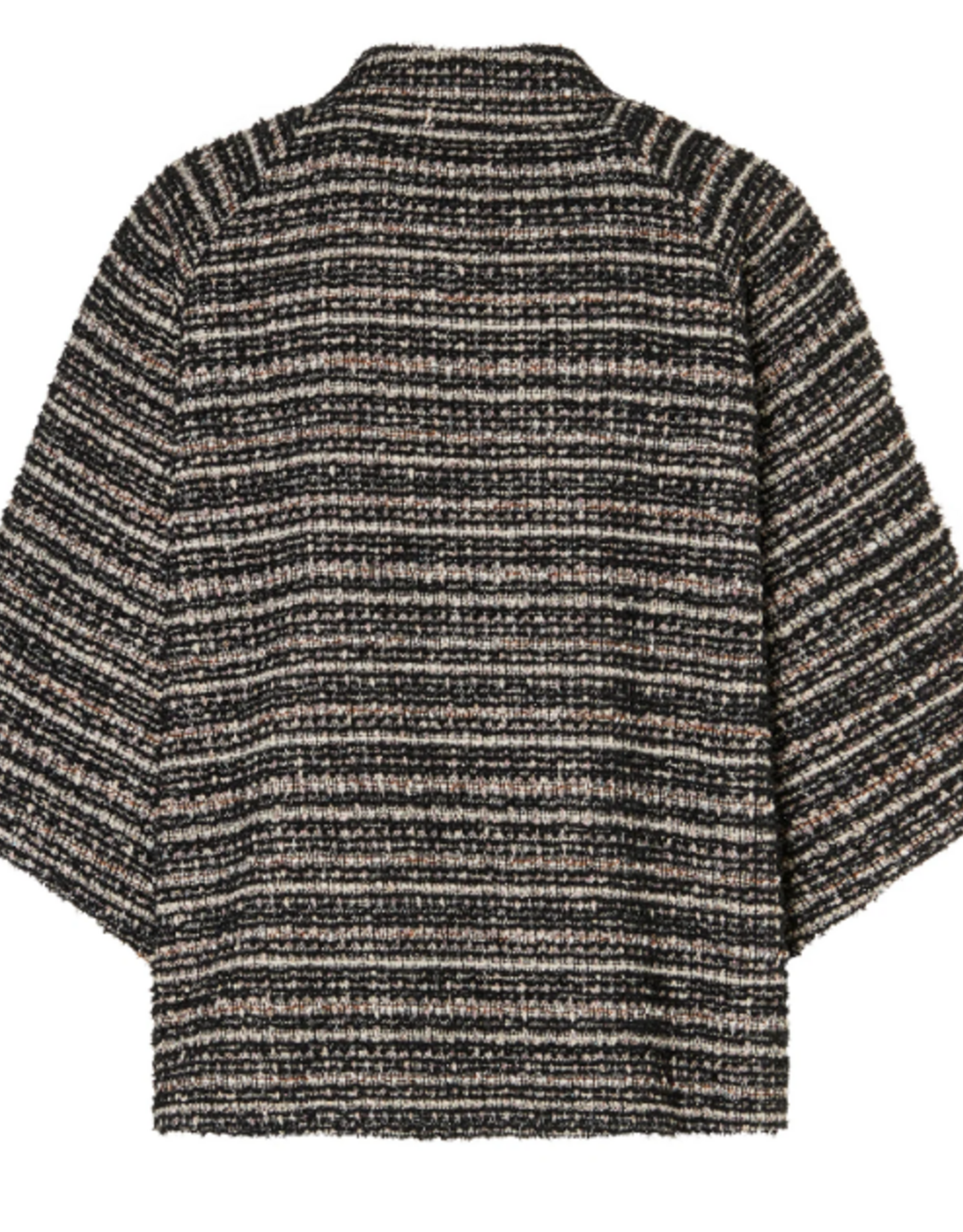 Ana Alcazar Tweed Zwart Gemeleerd Jasje Driekwart mouw