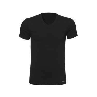 Twentse Damast 2-pack 100% Katoenen T-Shirt V-Hals - Zwart