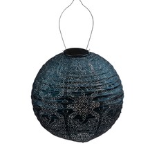 LUMIZ Solar Lampion Marrakesh Rond - Solar tuinverlichting - 30 cm - Petrol