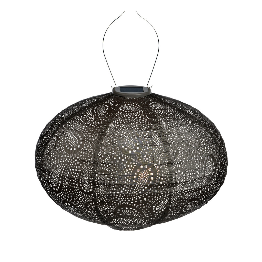 LUMIZ Solar Lampion Paisley Oval - Solar tuinverlichting - 40 cm - Taupe