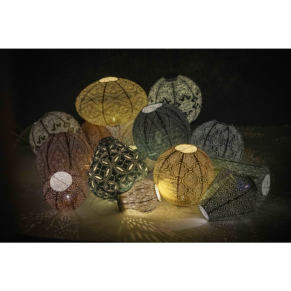 LUMIZ Solar Lampion Marrakesh Rond - Solar tuinverlichting - 30 cm - Petrol