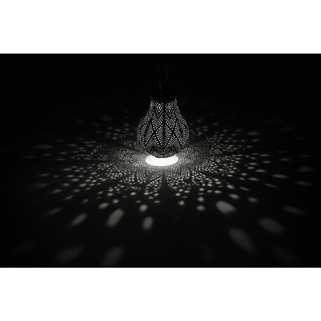 LUMIZ Solar Lampion Ikat Bulb - Solar tuinverlichting - 16 cm - Petrol