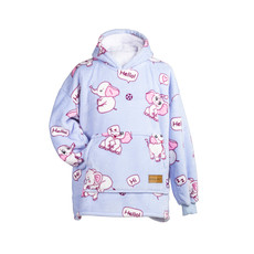 Vitapur Fleece Hoodie Deken Kids Blauw Olifant