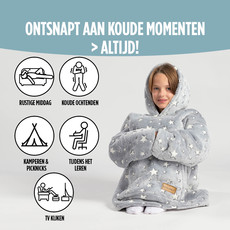 Vitapur Fleece Hoodie Deken Kids Grijs Sterren