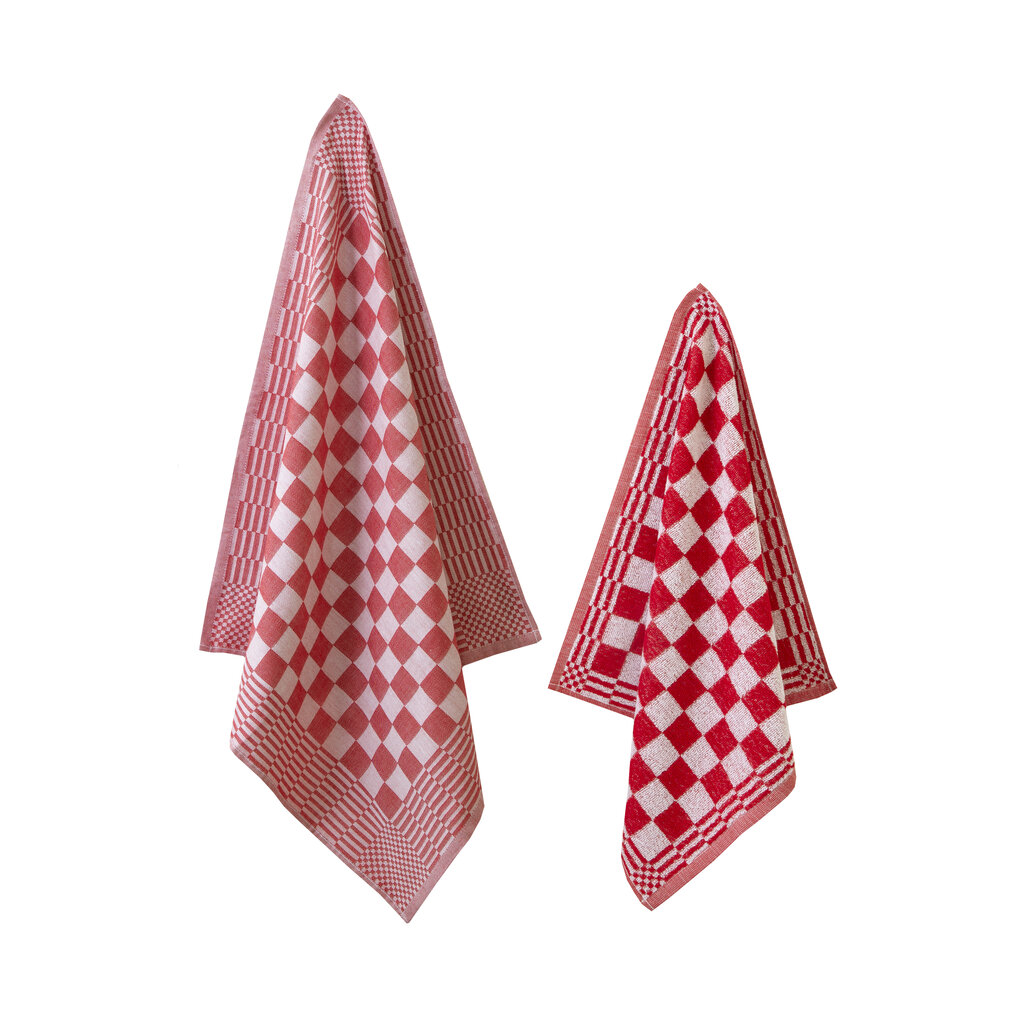 Ten Cate Keukenset - 1x Keukendoek & 1x Theedoek - Chess Rood