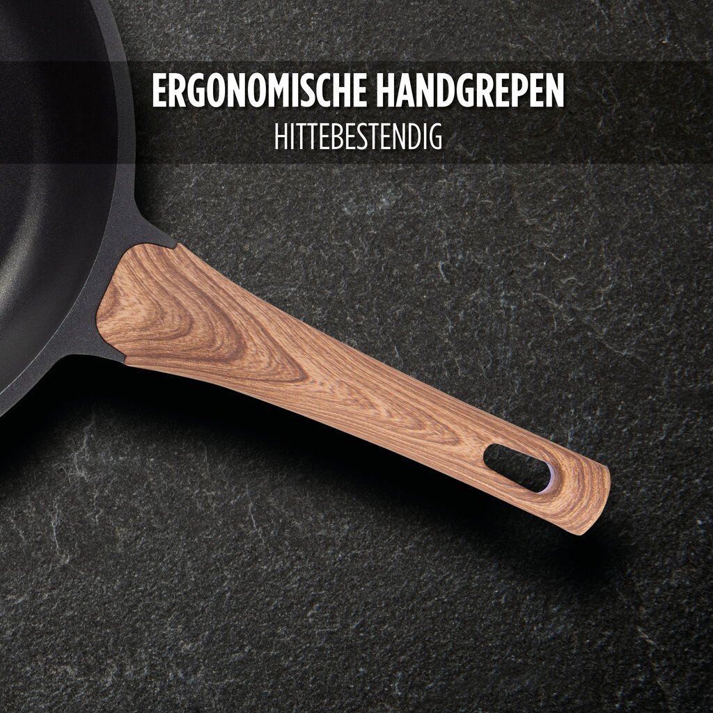 Rosmarino Black Line Koekenpannenset 20/24/28cm + wokpan 30cm