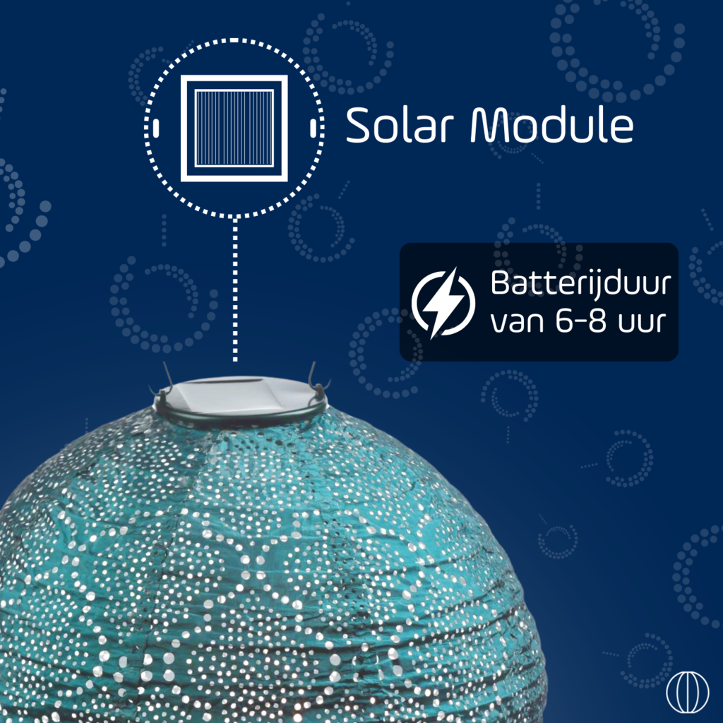LUMIZ Solar Lampion Bazaar Rond - Solar tuinverlichting - 30 cm - Zeeblauw
