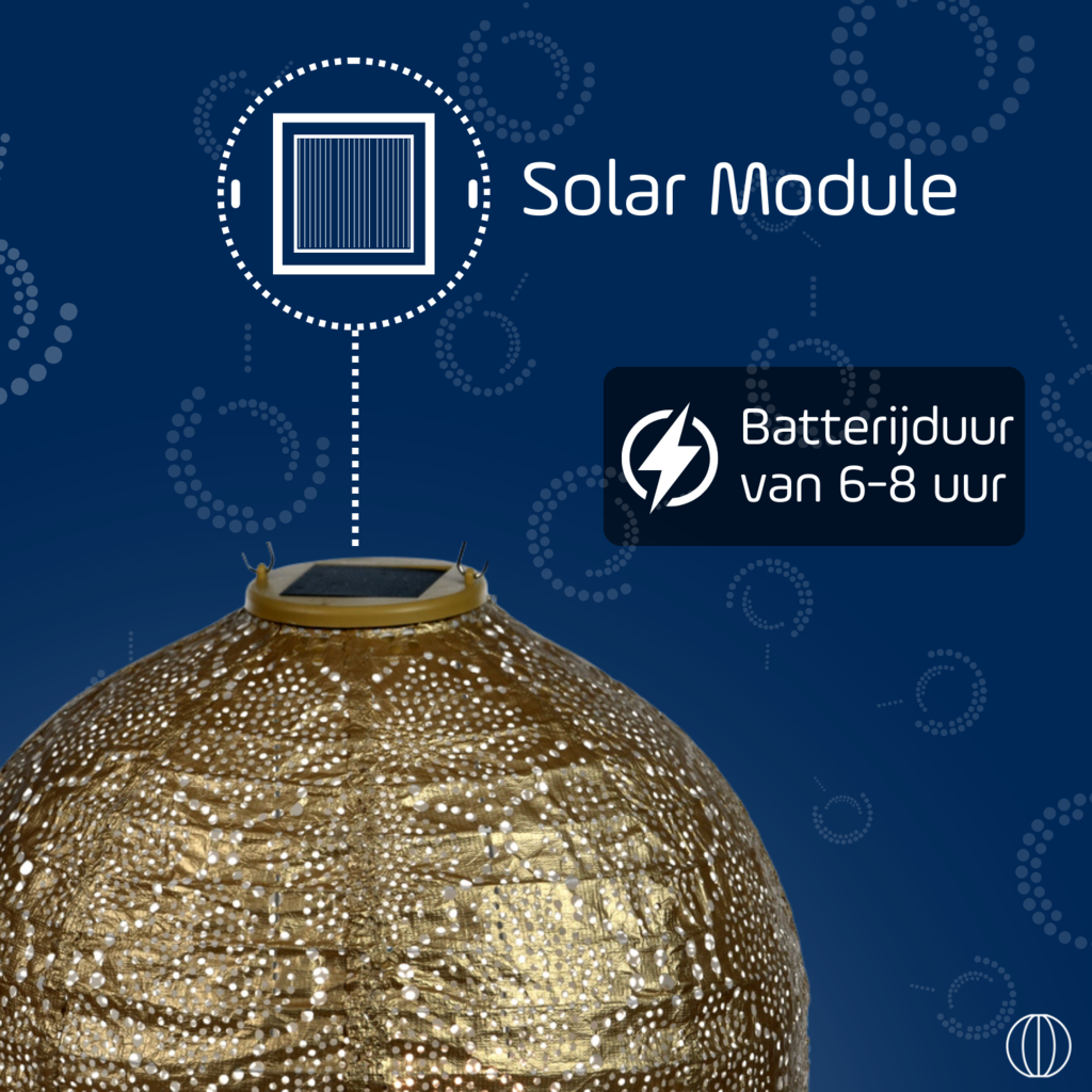 LUMIZ Solar Lampion Bazaar Rond - Solar tuinverlichting - 30 cm - Goud