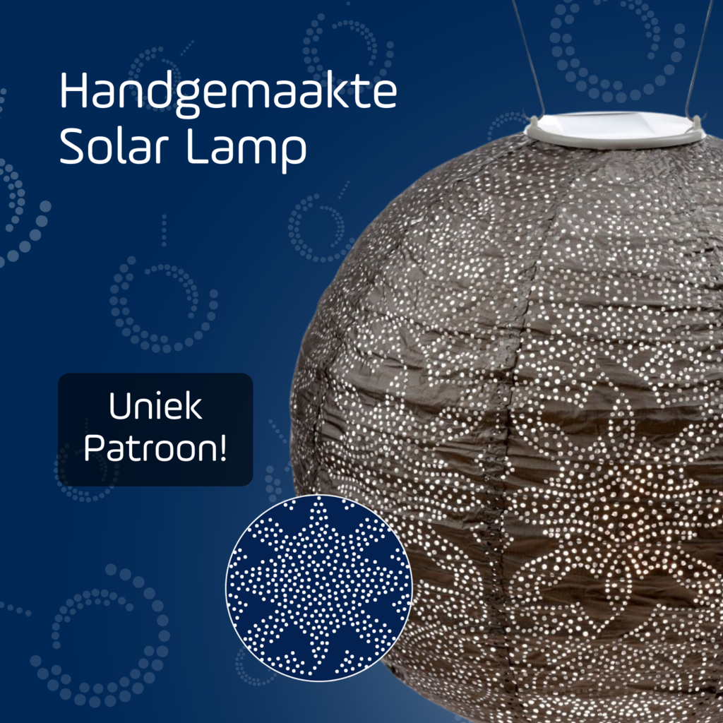 LUMIZ Solar Lampion Marrakesh Rond - Solar tuinverlichting - 30 cm - Taupe
