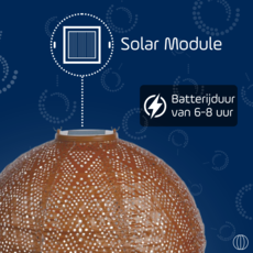 LUMIZ Solar Lampion Ikat Rond - Solar tuinverlichting - 30 cm - Koper