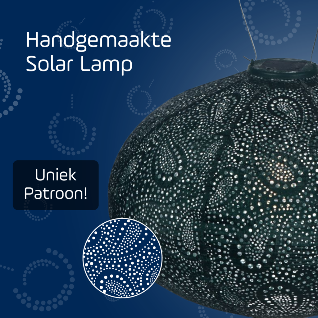 LUMIZ Solar Lampion Paisley Oval - Solar tuinverlichting - 40 cm - Groen