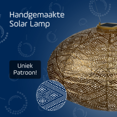 LUMIZ Solar Lampion Ikat Oval - Solar tuinverlichting - 40 cm - Goud