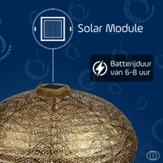 LUMIZ Solar Lampion Ikat Oval - Solar tuinverlichting - 40 cm - Goud
