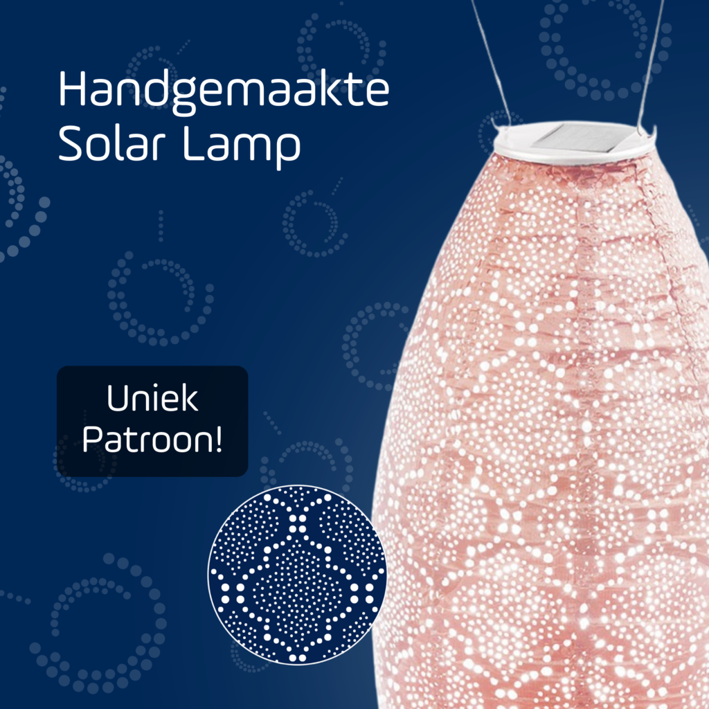 LUMIZ Solar Lampion Bazaar Long Oval - Solar tuinverlichting - 20 cm - Roze