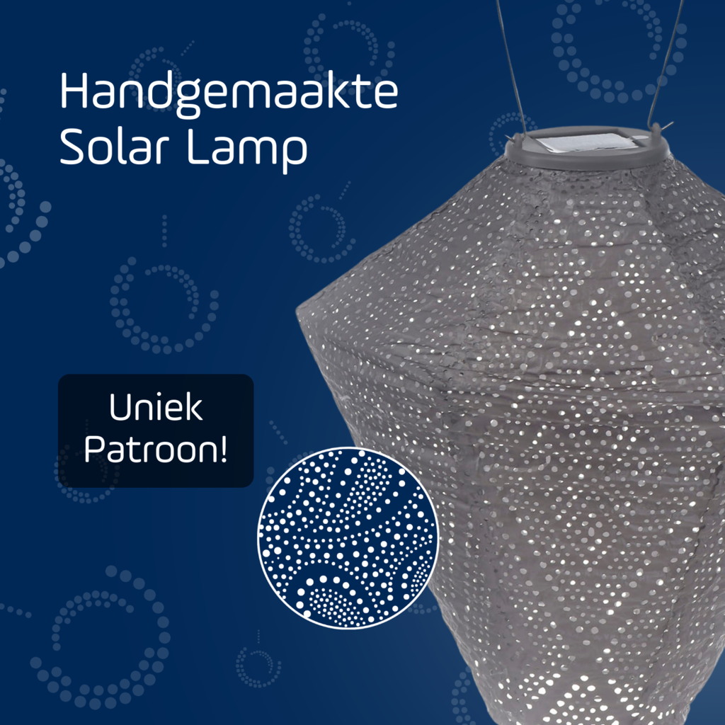 LUMIZ Solar Lampion Ikat Diamond - Solar tuinverlichting - 28 cm - Taupe