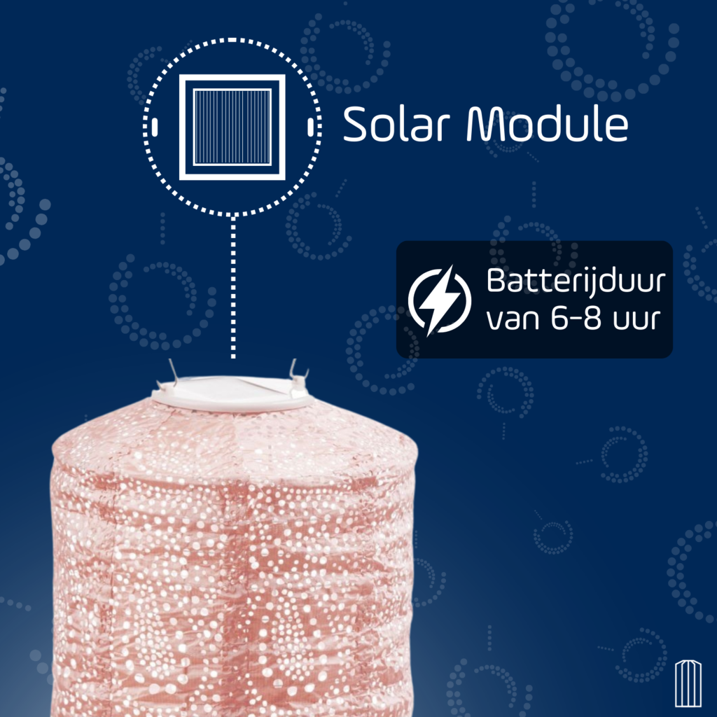 LUMIZ Solar Lampion Paisley Cylinder - Solar tuinverlichting - 18 cm - Roze