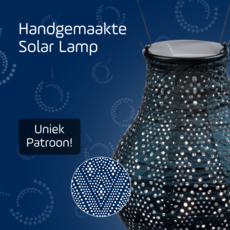 LUMIZ Solar Lampion Ikat Bulb - Solar tuinverlichting - 16 cm - Petrol
