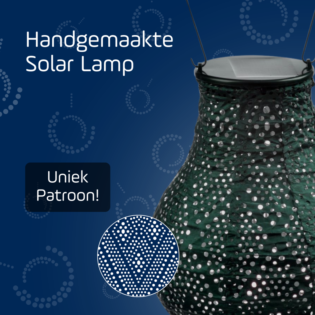 LUMIZ Solar Lampion Ikat Bulb - Solar tuinverlichting - 16 cm - Groen