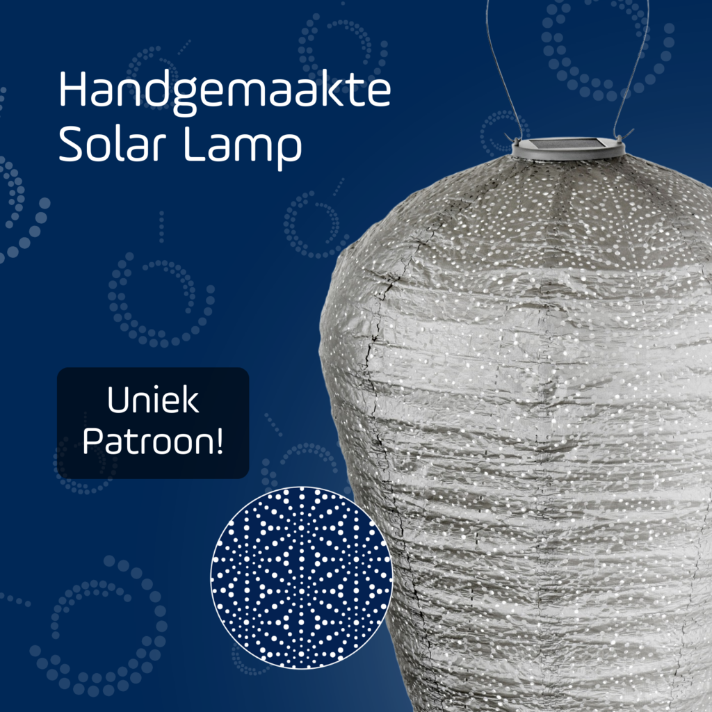 LUMIZ Solar Lampion Sashiko - Solar tuinverlichting - XL - Licht Taupe