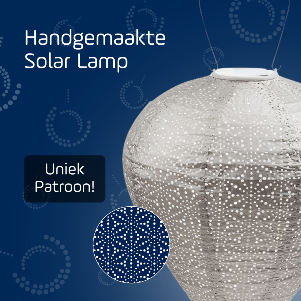 LUMIZ Solar Lampion Sashiko Balloon - Solar tuinverlichting - 30 cm - Licht Taupe