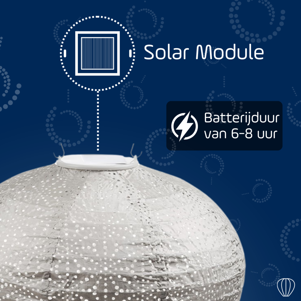 LUMIZ Solar Lampion Sashiko Balloon - Solar tuinverlichting - 30 cm - Licht Taupe