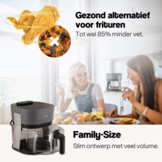 Lauben Glazen Steamer - Airfryer - Zwart/Grijs