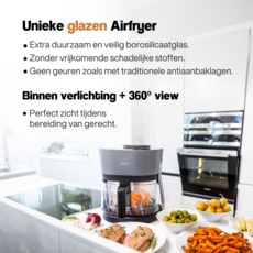 Lauben Glazen Steamer - Airfryer - Zwart/Grijs