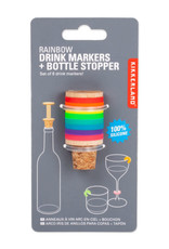 Kikkerland Flessenstop + Markers Rainbow