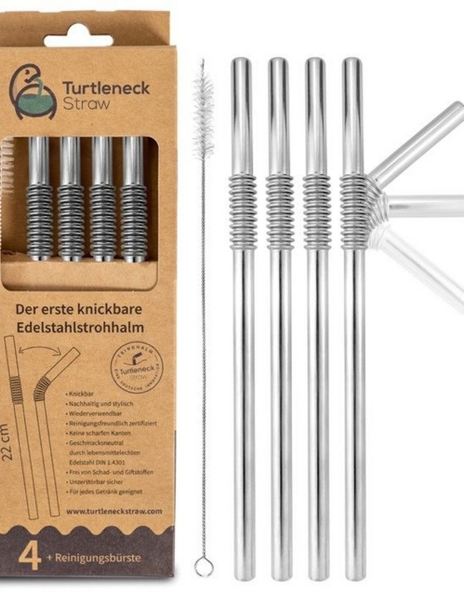 HalmBrüder Turtleneck Rietjes 4 stuks Zilver