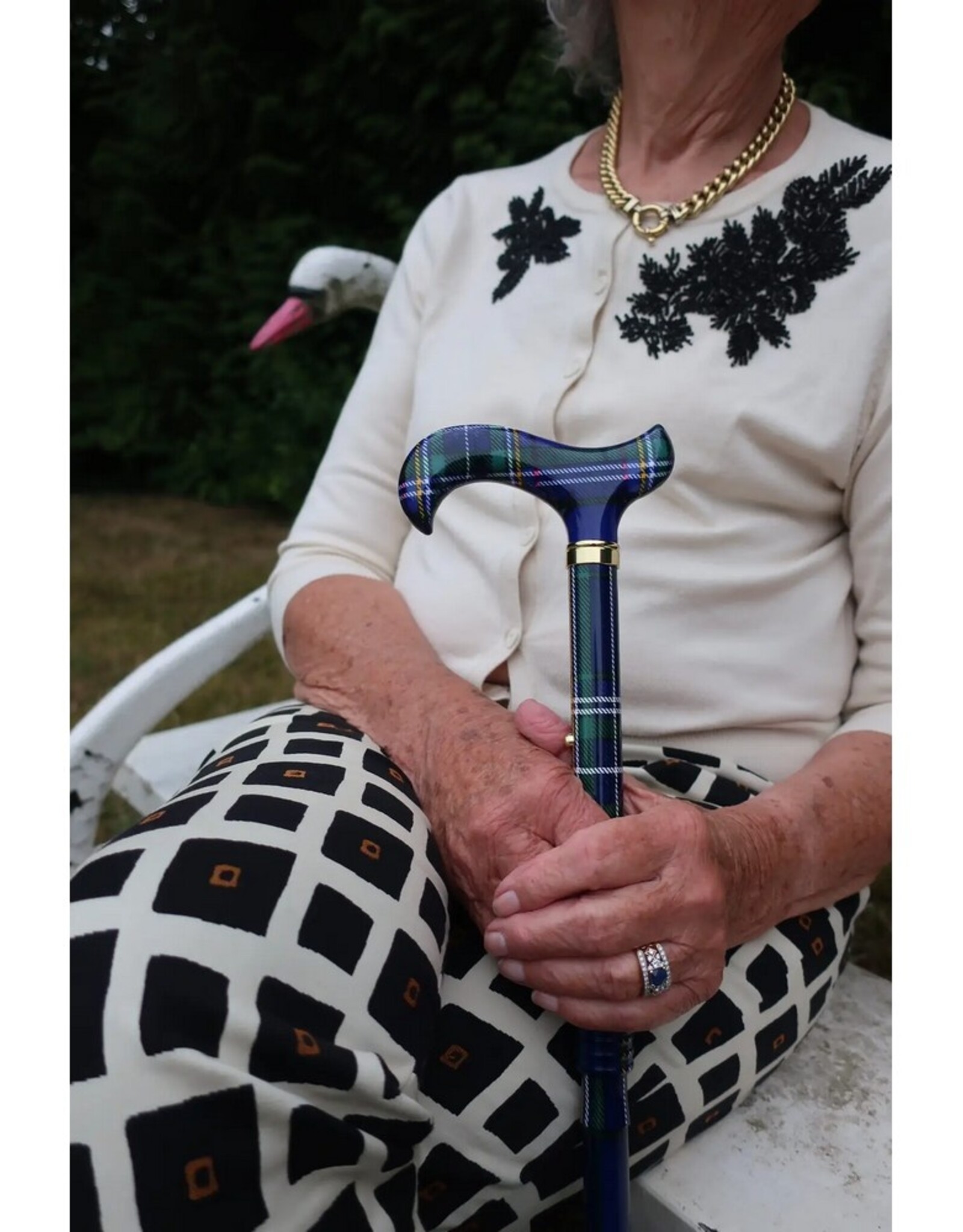 Ninee Wandelstok Schotse Ruit Opvouwbaar
