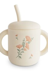 Mushie Drinkbeker met rietje Pink Flowers
