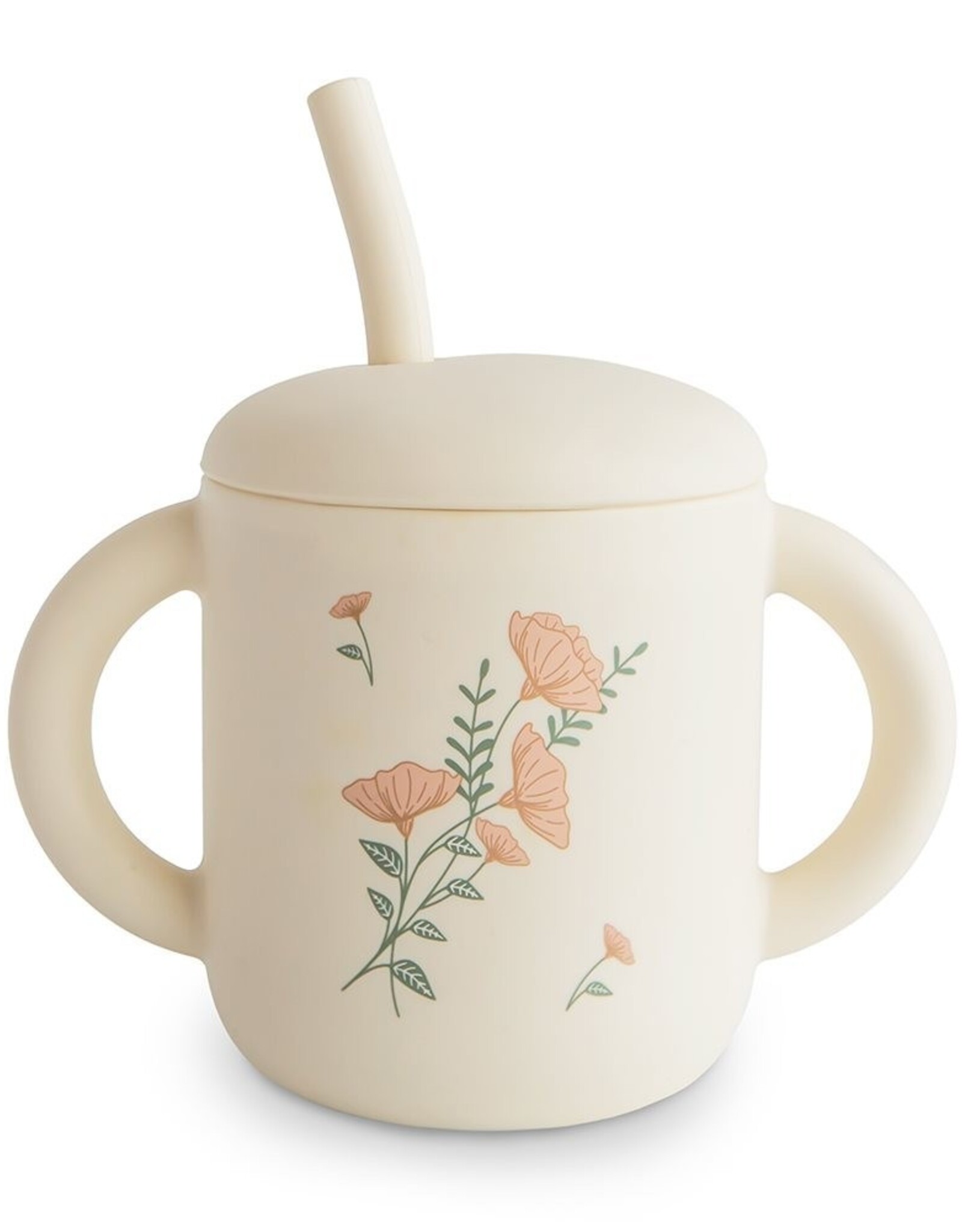 Mushie Drinkbeker met rietje Pink Flowers