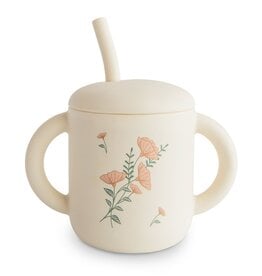 Mushie Drinkbeker met rietje Pink Flowers