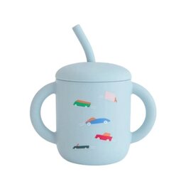 Mushie Drinkbeker met rietje Retro Cars