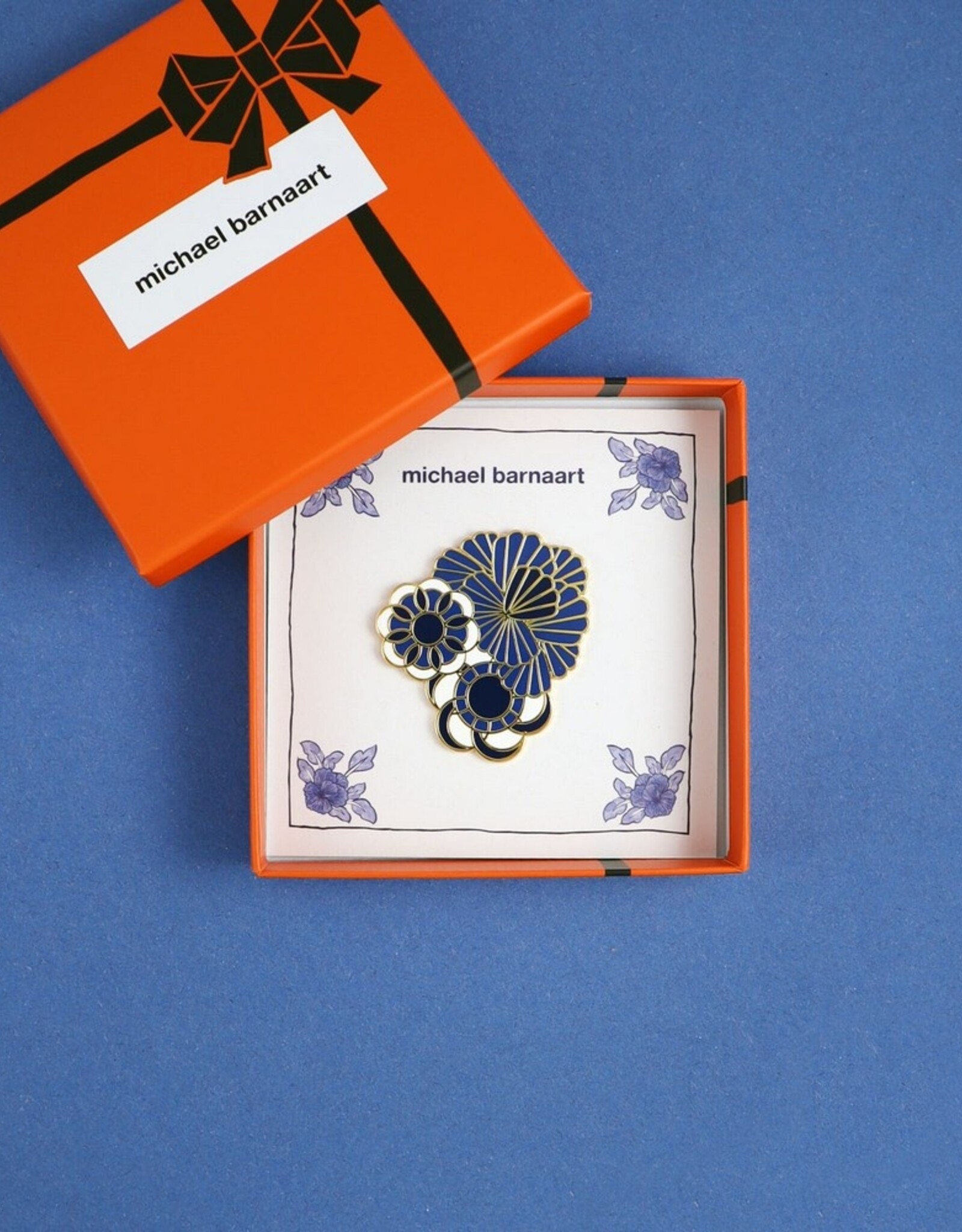 Michael Barnaart Broche Delfts Blauw Floral