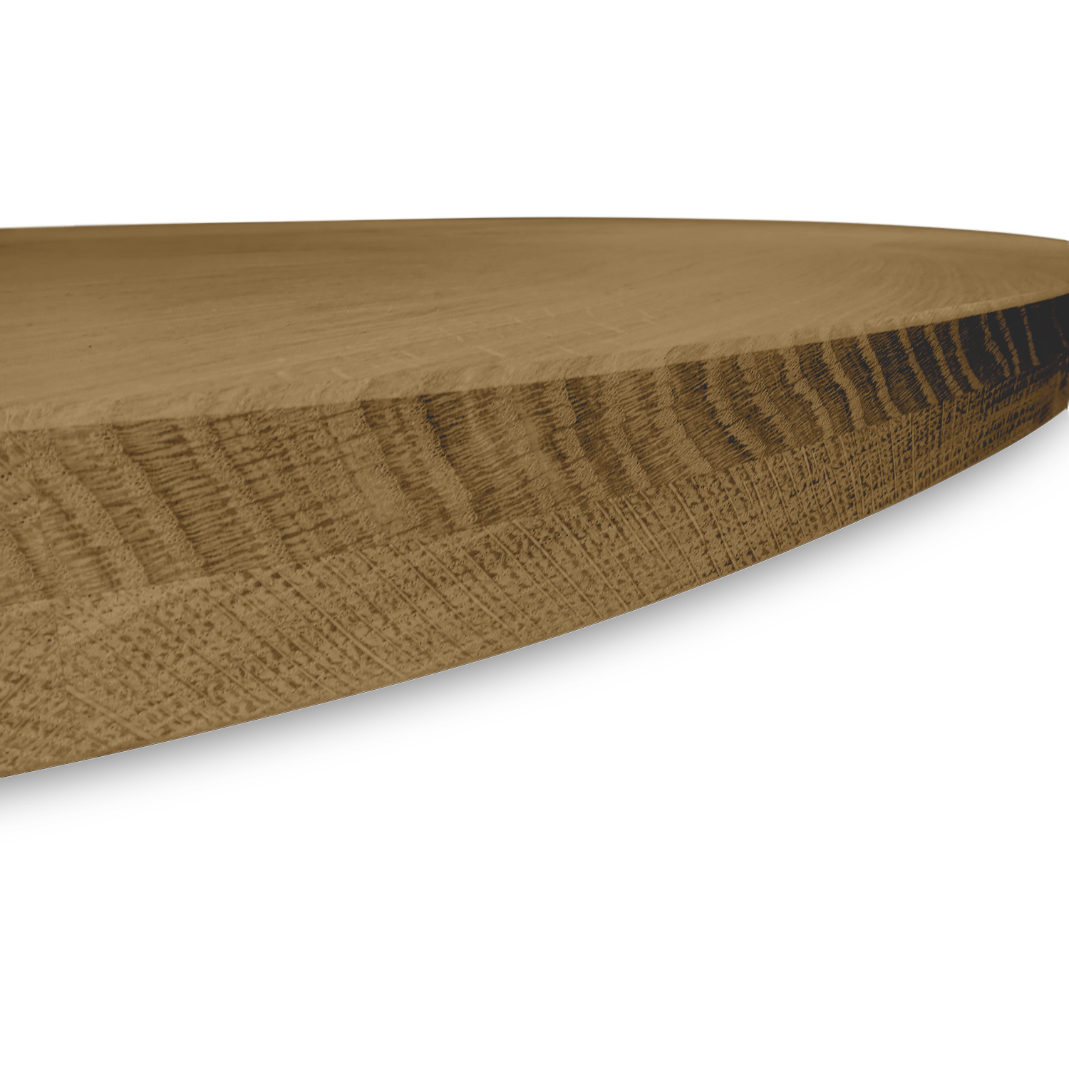  Tischplatte Eiche oval -  4 cm dick (2-lagig) - Eichenholz rustikal ellipse - Gebürstet & geräuchert  - Eiche Tischplatte massiv - verleimt & künstlich getrocknet (HF 8-12%)